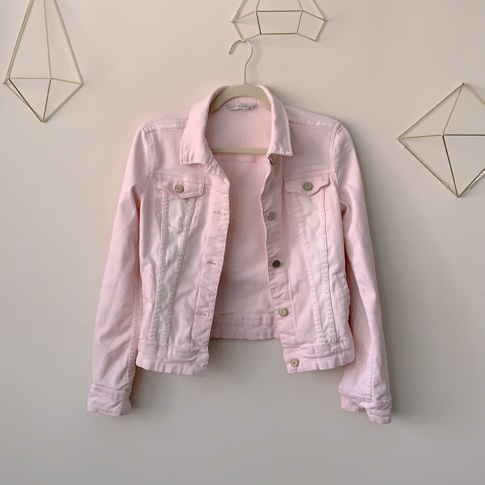 (3/$21) Pastel Pink Denim Jacket | Mango | XXS